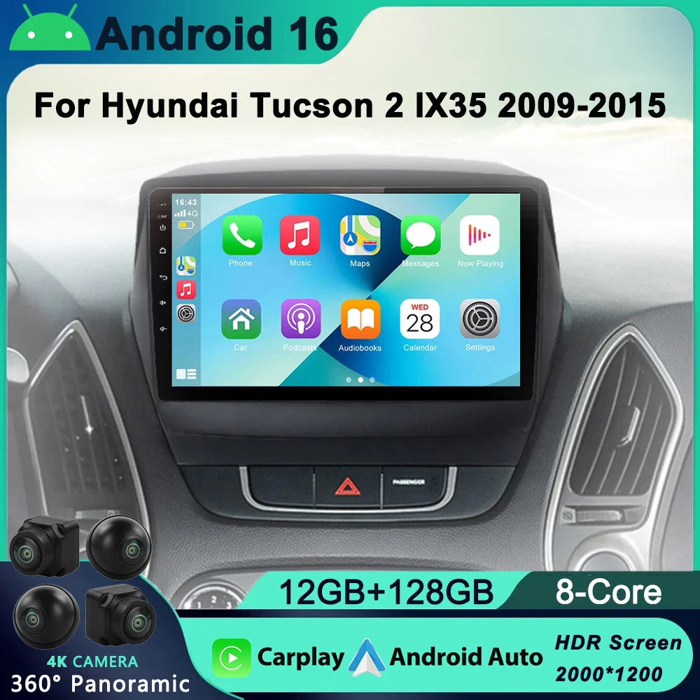 

2Din 4G Android 16 Car Stereo Radio Multimedia Video Player For Hyundai Tucson 2 LM IX35 2009-2015 Navigation GPS Carplay