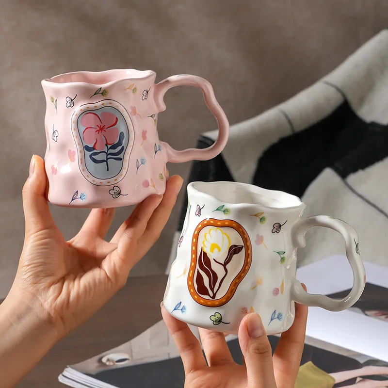 Ceramic Mug Flower Handmade Shaped Dreamy Premium Design High Value Coffee Cup For Breakfast Water Cup Unique Souvenir Gift