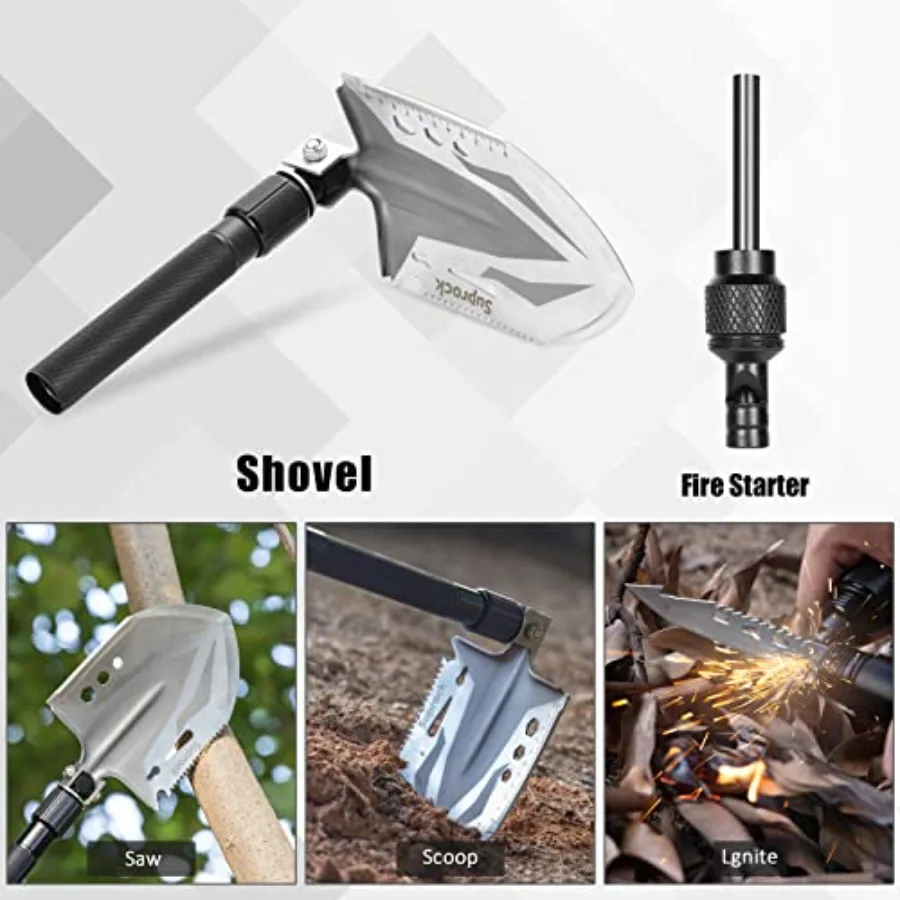 Survival Shovel High Carbon Steel Tactical Shovel Axe Folding Entrenching Tool Camping Hiking Shovel Carrying Pouch Car Emergen - view 5