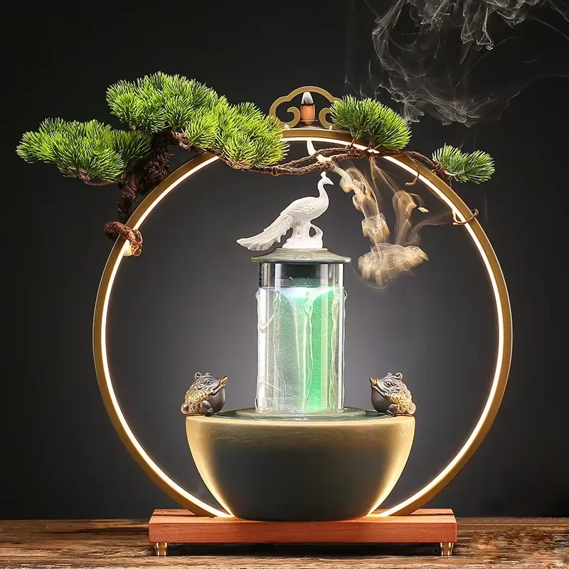 Rotating Water Column Design Zen Japanese Indoor Decor Home Tabletop Narrow Entryway Decor Office Lucky Bring Money Ornament