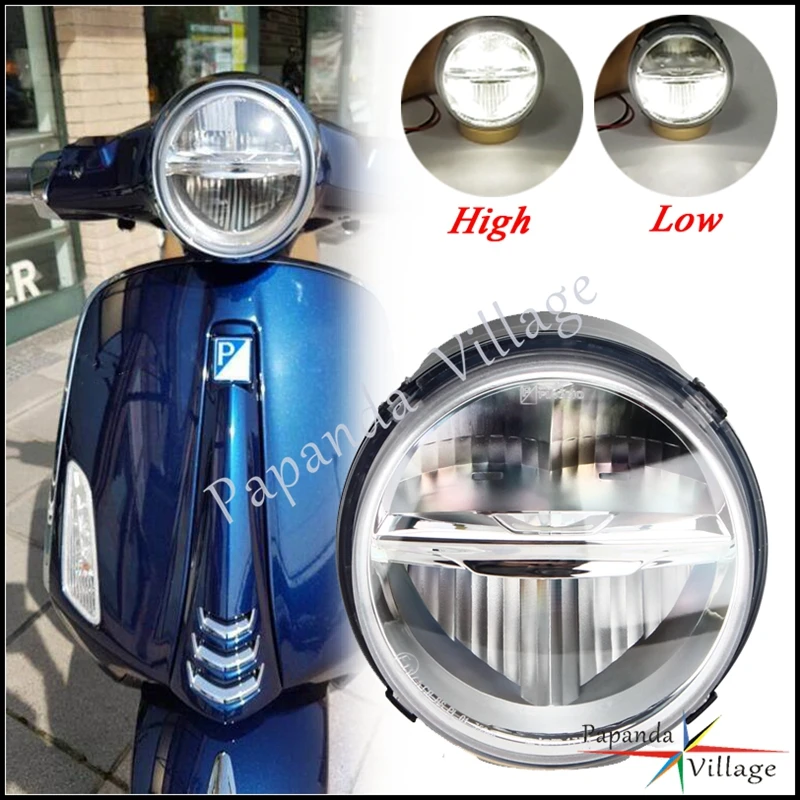 

E13 Motorcycle 12V LED Headlight Scooter High/Low Beam Headlamp Front Light For Primavera 150 3V ie 2017/2018/2019 IGET Touring