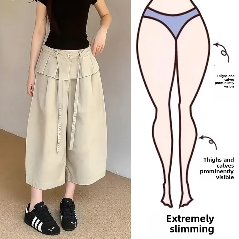 

Casual Wide Leg Pants Women's Spring Summer plus Size Flattering Loose Fit Casual High Waist Straight Cut Single Piece