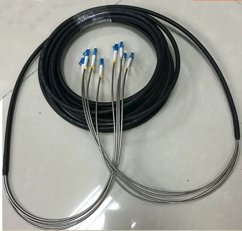 outdoor patch cord 20M 40m 2/4 cores 7.0mm 2C 4C CPRI LC SC FC APC SM DVI waterproof FTTH jumper optical fiber armored 2 core