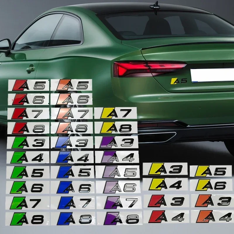 ABS Trunk Emblem Car Letter Stickers for A5 A6 A3 A4 A7 A8 Logo Rear Badge Auto Body Side Decal Refitting Decor Auto Accessories