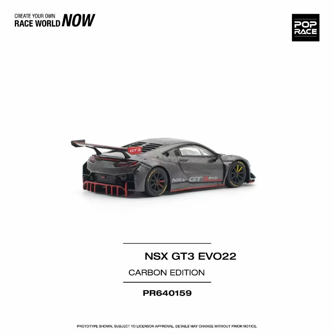 PreSale Pop Race 1:64 NSX GT3 EVO22 Full Carbon Black Diecast Diorama Car Model Collection Miniature Toys