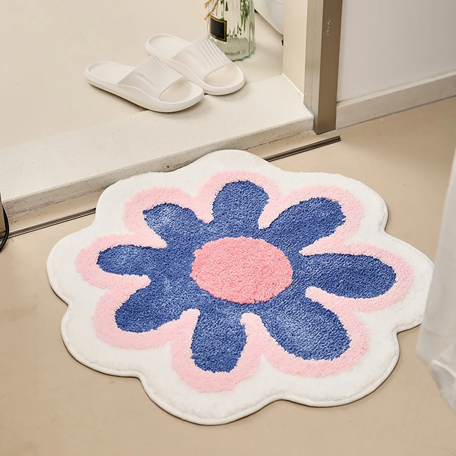 

40x40cm Carpet Toilet Rug Housewear Furnishings Ins Cute Simple Unique Flowers Washable Multicolor Creative Bath Mat