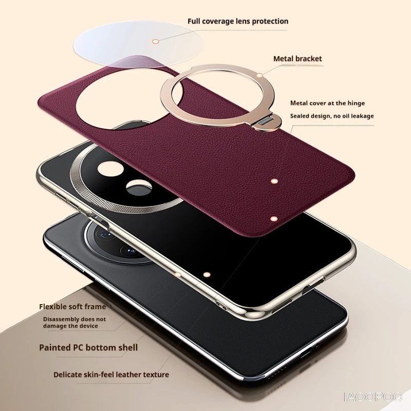 Magnetic Wireless Charging Case 360-degree Rotating Bracket Electroplated TPU Leather Case For Huawei Mate 70 60 Pro Plus