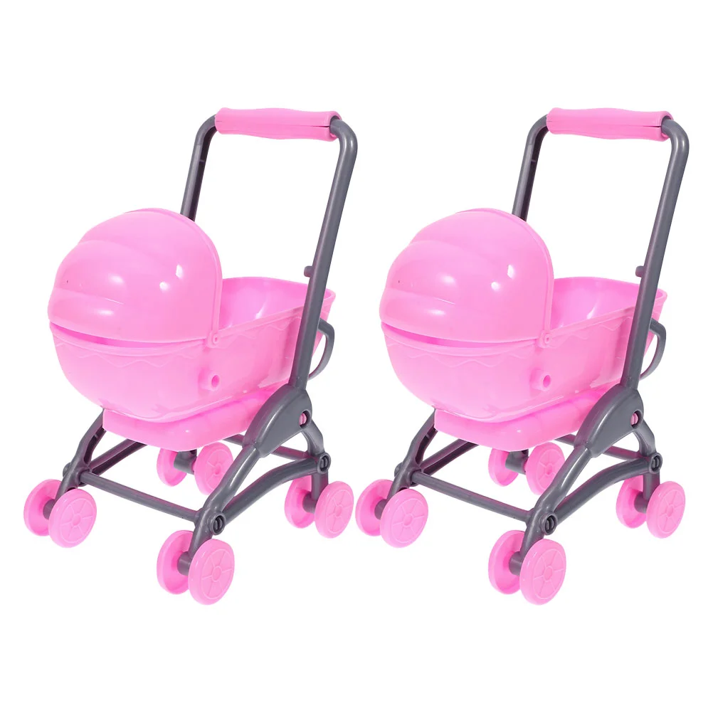 

2 Pcs Children's Toy Stroller for Dolls Baby 3 Year Old Girls Mini Toys 5 Strollers Kids Accessories Toddlers 1-3 Model