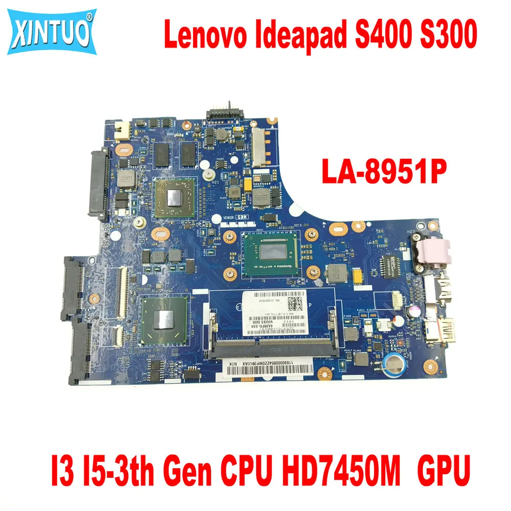 

VIUS3 VIUS4 LA-8951P for Lenovo Ideapad S400 S300 Laptop Motherboard with I3 I5-3th Gen CPU HD7450M GPU 100% Tested Working