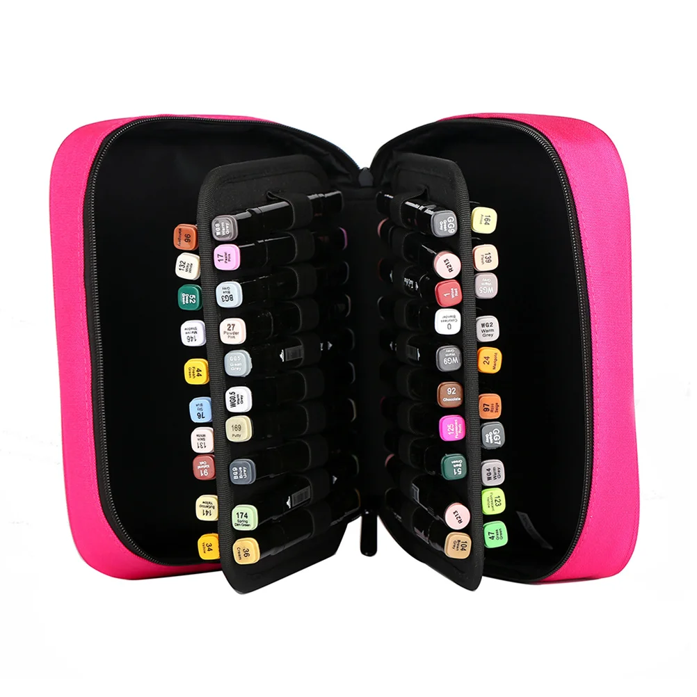 

1Pcs Marker Pen Bag Heavy Duty Fabric 40 Pocket Layout Secure Elastic Holders Easy Access Zipper Ideal for School Office Outdoor