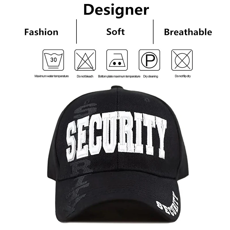 Unisex SECURITY Letter Embroidery Baseball Caps Spring and Autumn Outdoor Adjustable Casual Hats Sunscreen Hat