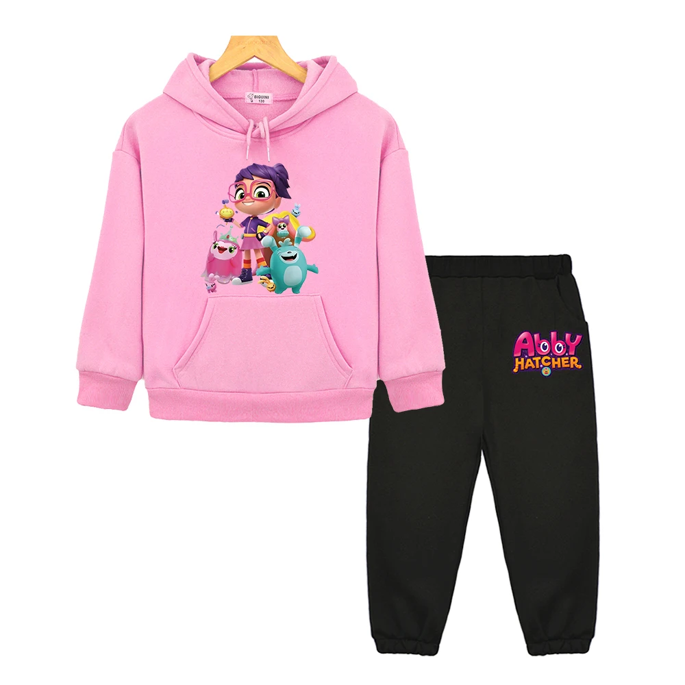 

Hooded Sets Abby Hatcher Fleece sweatshirt Boy girl Autumn anime hoodie pullover 2PCS Cartoon Jacket+pant kids boutique clothes