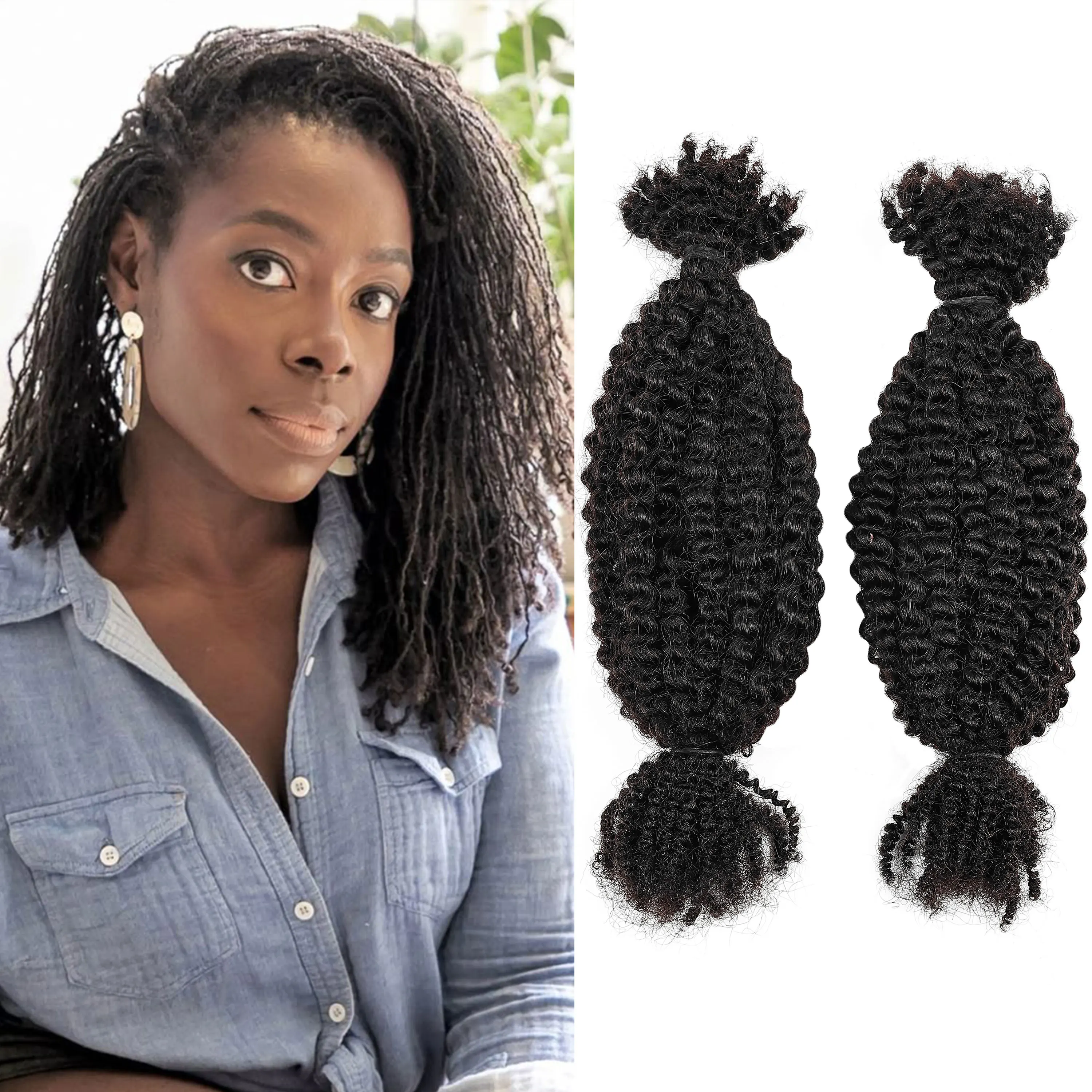 حزم شعر بشري أفرو غريب ناعمة عالية الجودة 4C نسيج نابض تويست سهل للضفائر الصغيرة وملحقات مايكرو لوكس