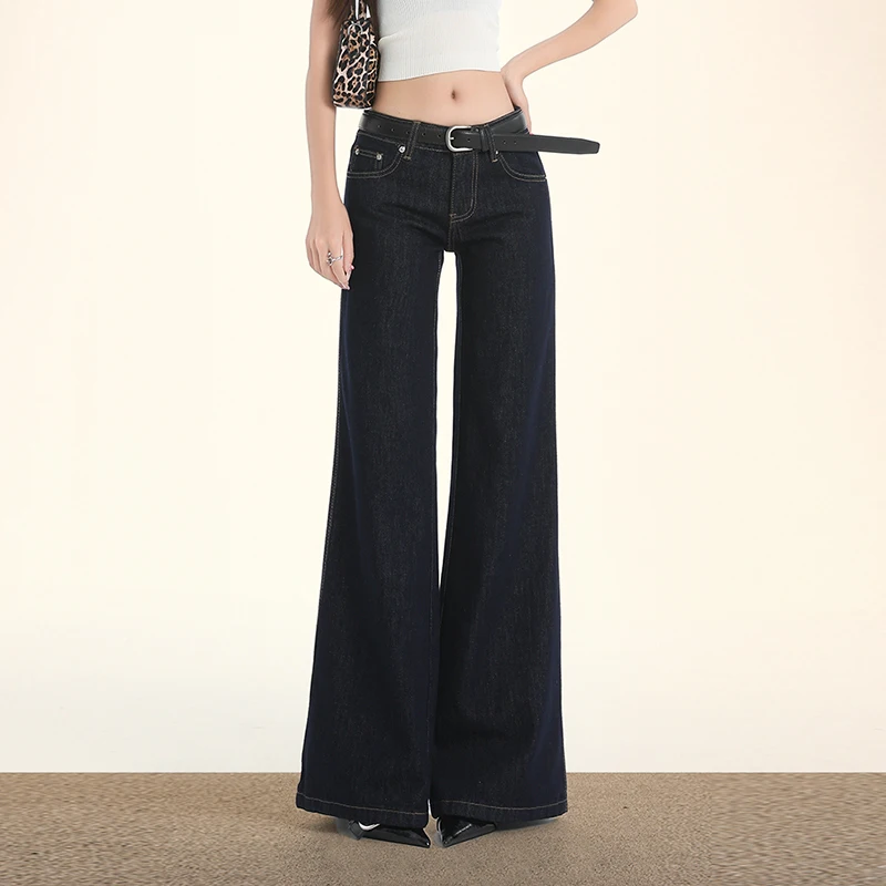 

2025 NEW Women's Splicing Blue Jeans High Street Straight Leg Fashion Y2K Style American Spring Oversized Women's Loose Jeans