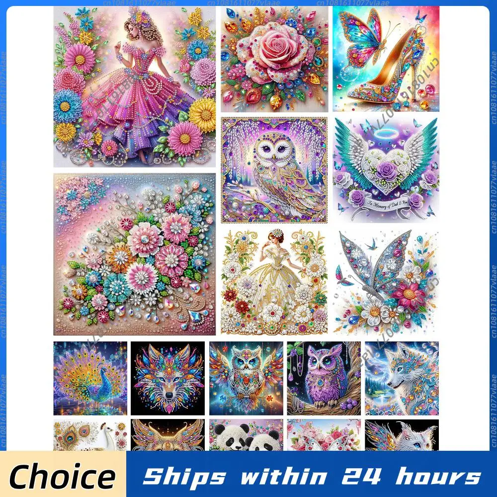 DIY Special Shape Drill Art Craft Pearl Diamond Painting with Frame 9.84x9.84in Pearl Art Painting Set for Adults Home Decor