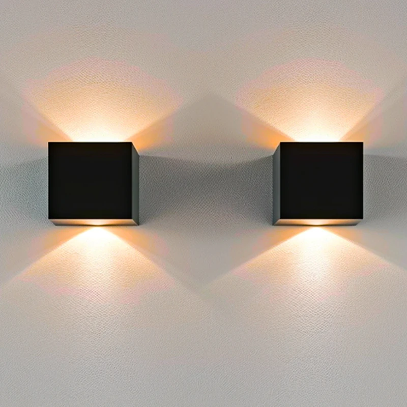 Imagem -06 - Simplicidade Moderna Led Lâmpada de Montagem na Parede para Cima para Baixo Cubo ao ar Livre Luminárias Decoração Interior Quarto Recarregável Sensor Bateria Luz Parede