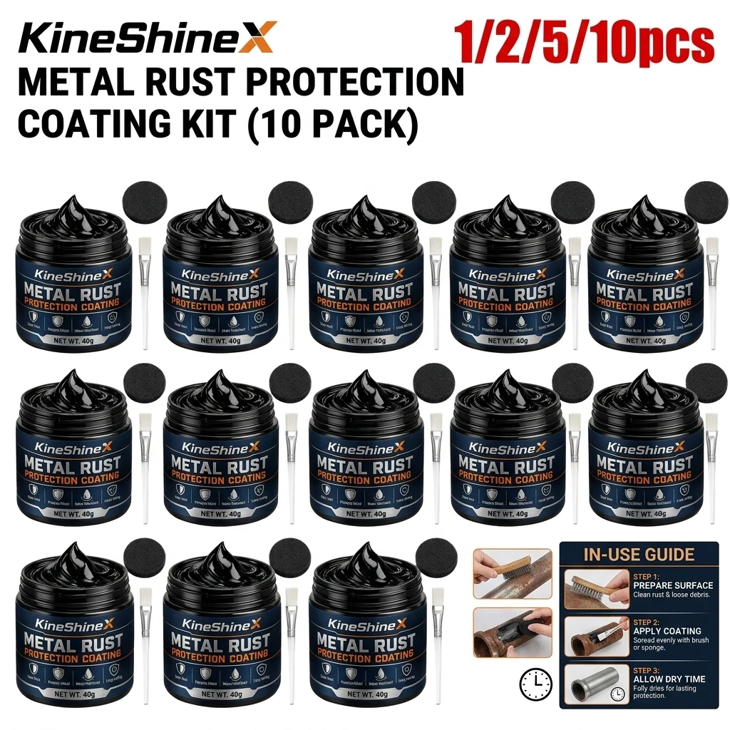 40ml Metal Anti-Rust Coating Black Repair Paste with Brush Cleaning Cotton Protective Agent for Iron Railing Tool Screw Corrosio