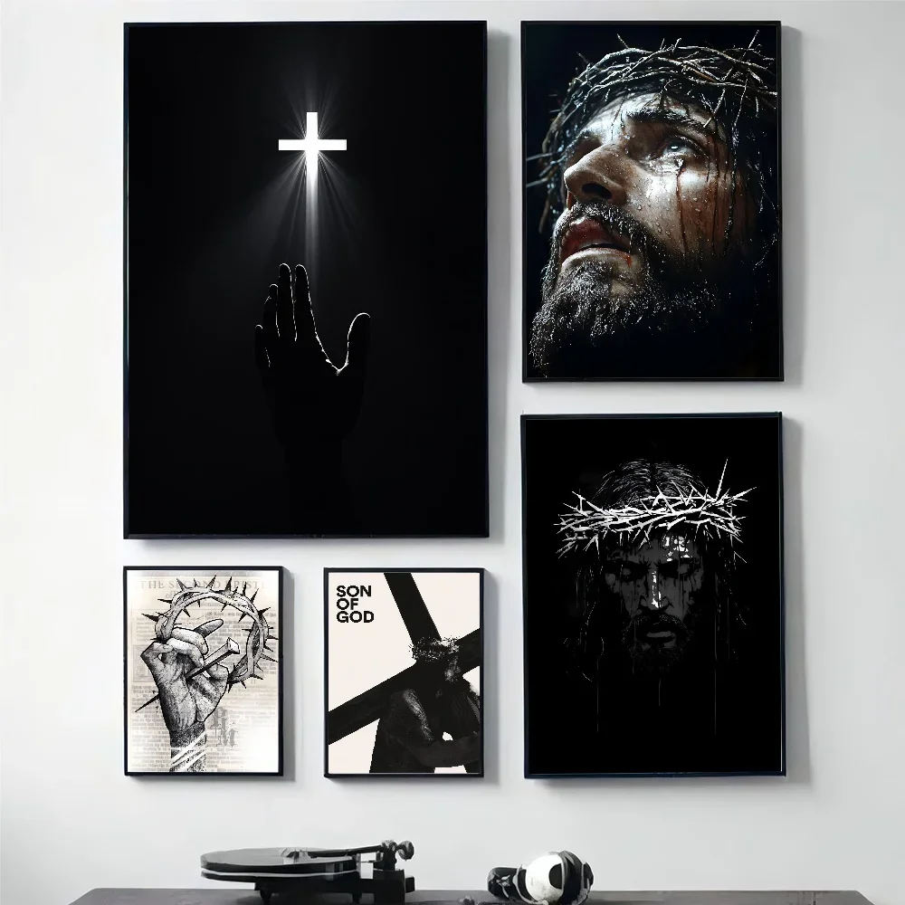 1pc frameless Canvas Son of God Jesus Cross Holy Light Wall Art, HD Canvas Print Poster, Suitable for Home, Living Room, Room De