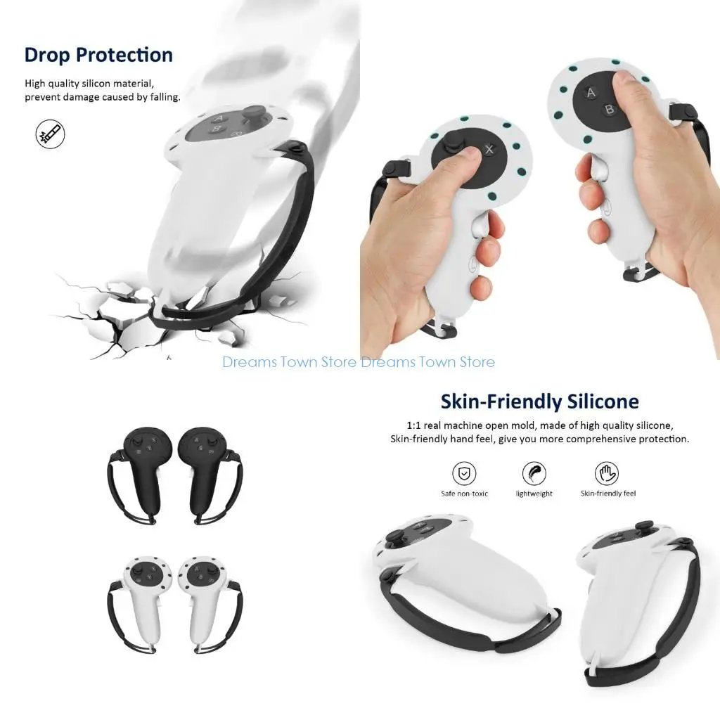 

HX6A Full Controller Grip Cover for Meta 3 Silicone Protective Ring Cover Set Accessories