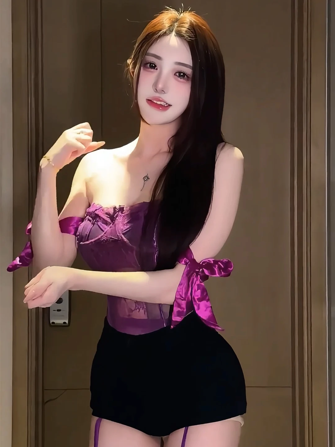 Seksowny Retro Fioletowy Koronkowy Prześwitujący Kombinezon z Zestawem Orties Damski Modny Letni Strój Obcisła Bielizna Komplet