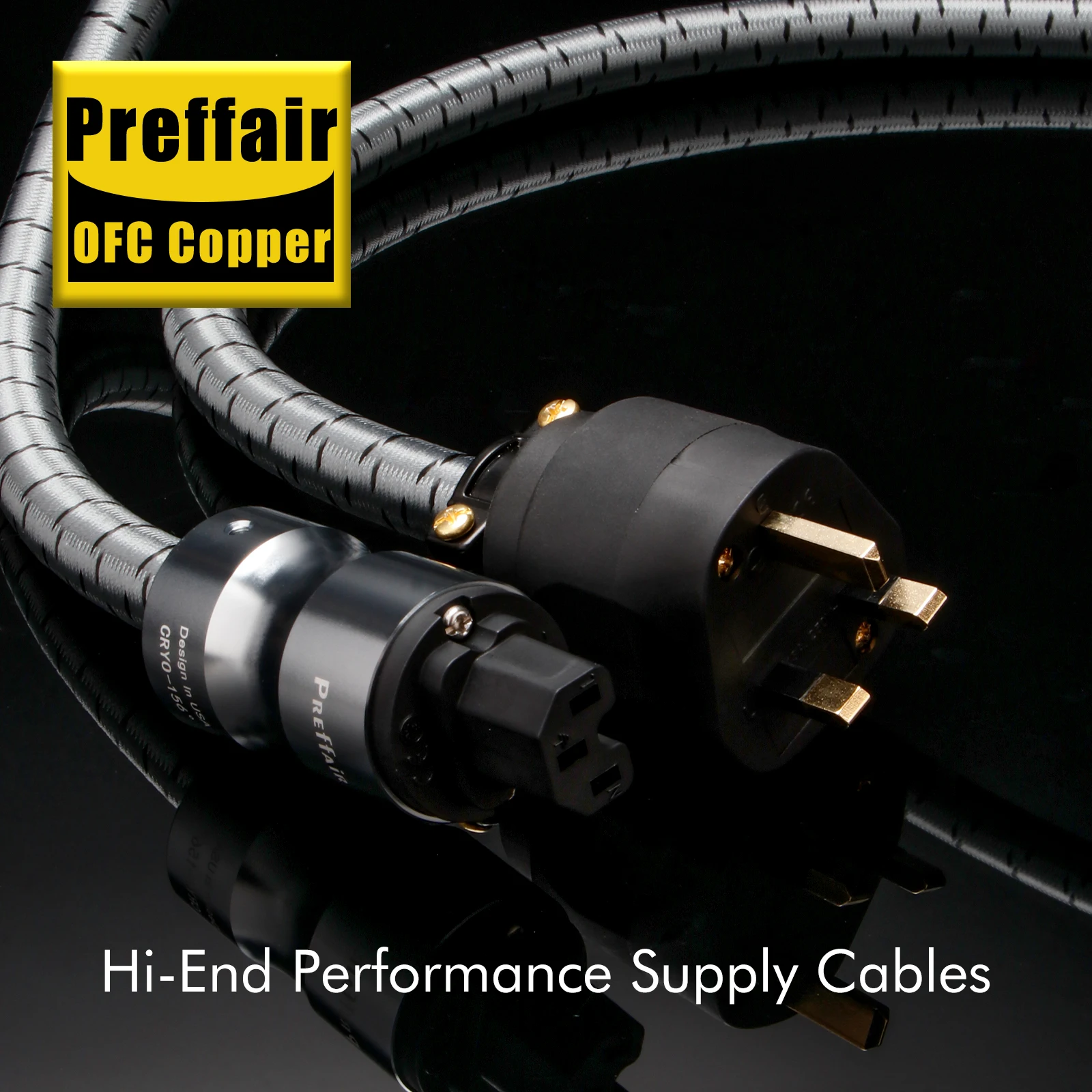 Preffair EU US UK AC Power Cord IEC320 C15 Power Cable HiFi American Standard Audio CD Amplifier Amp US Power Cables EU US Plug