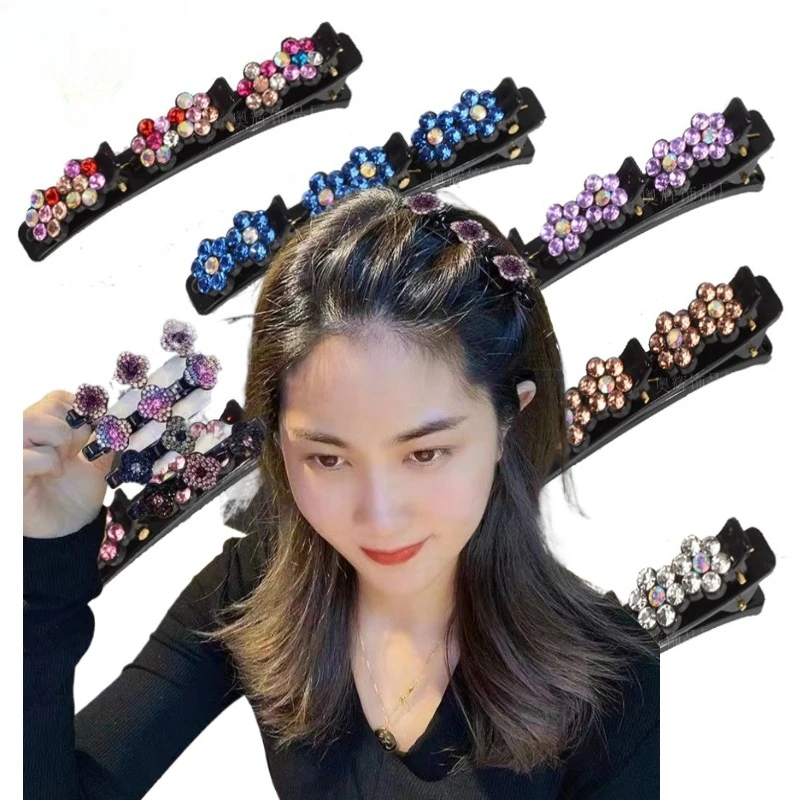 

Flower Double Layer Braided Hairpins Hairs Hoops Fixed Headband Hairpin Broken Hairs Clips Women Hairpin Korean Hair Accessories