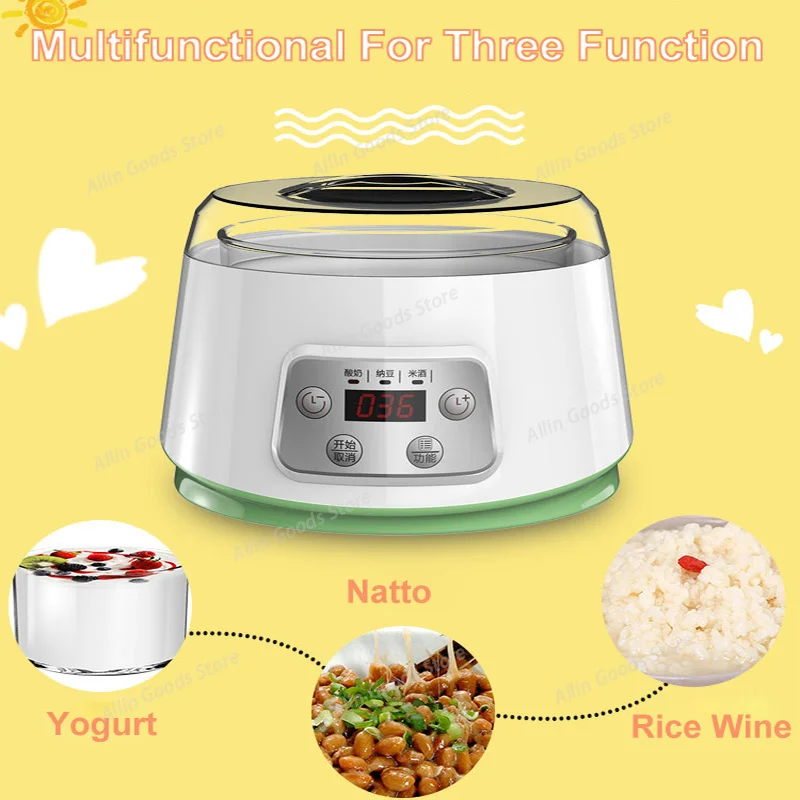 Automatic Constant Temperature Yogurt Maker Glass Liner Household Mini Fermenter For Rice Wine Natto Large Capacity