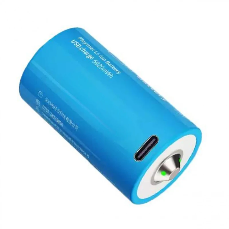 5920mWh 1.5V D Type USB-C Rechargeable Battery for Gas Cooker Water Heater Household Use with USB Cable