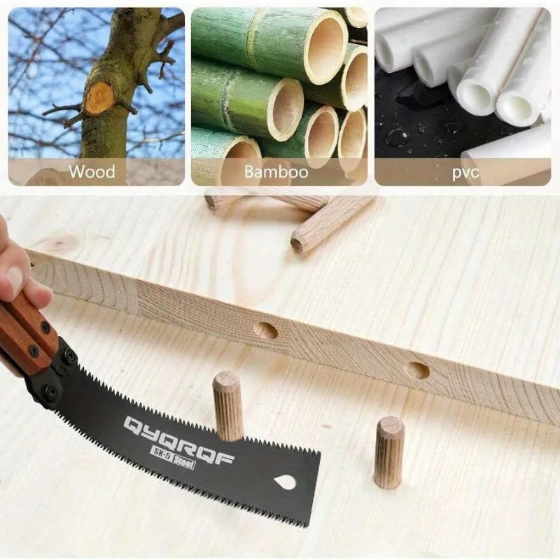 1Pc Folding Hand Saw, 5.5 Inch Small Handsaw 11/15TPI Double Edges Pull Saw SK5 Steel Wood Saw For Woodworking Camping DIY Small Projects