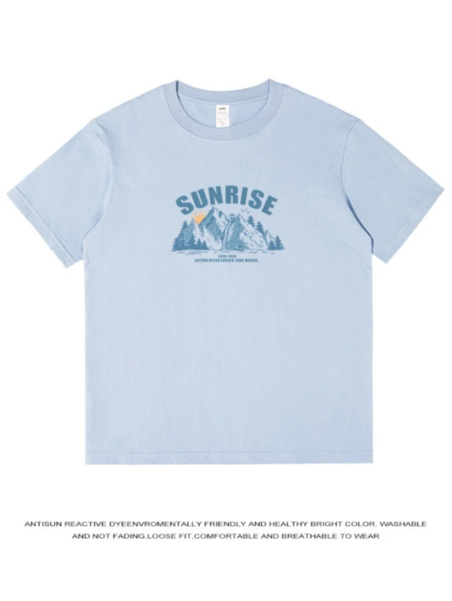 Camiseta con estampado de letras de verano para mujer, camiseta minimalista de algodón de manga corta con cuello redondo, ropa de calle