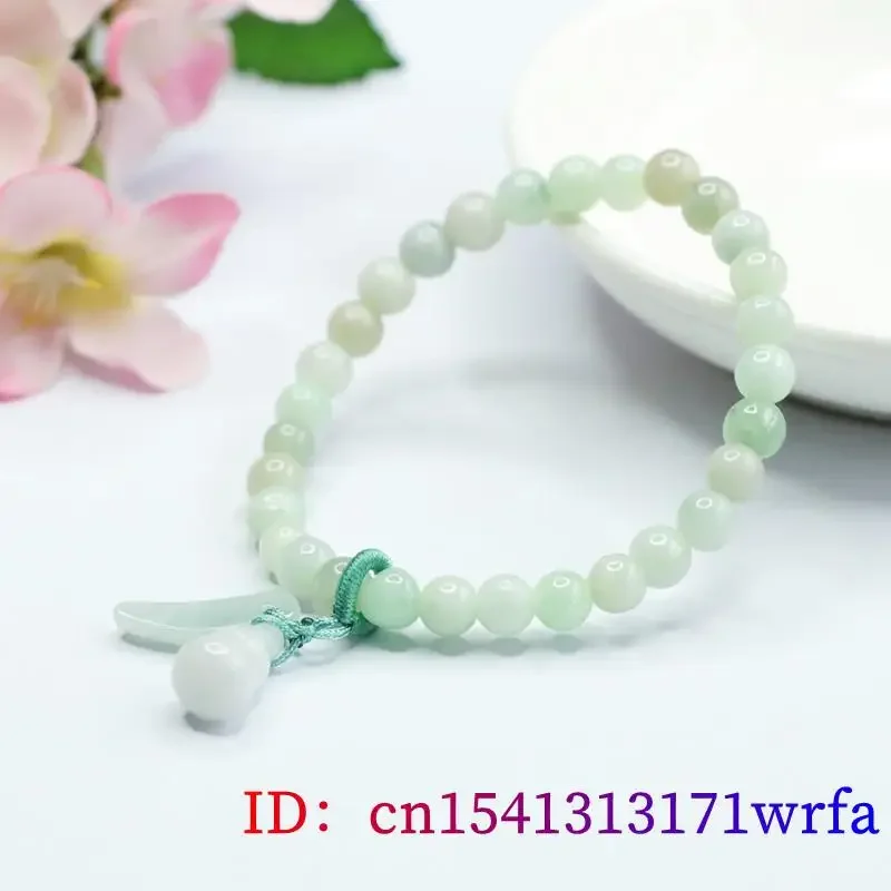 Pulseras de calabaza de Jade Birmano para mujer, brazaletes blancos, cuentas, amuleto de piedras preciosas naturales chinas, regalos reales, joyería Vintage de jadeíta