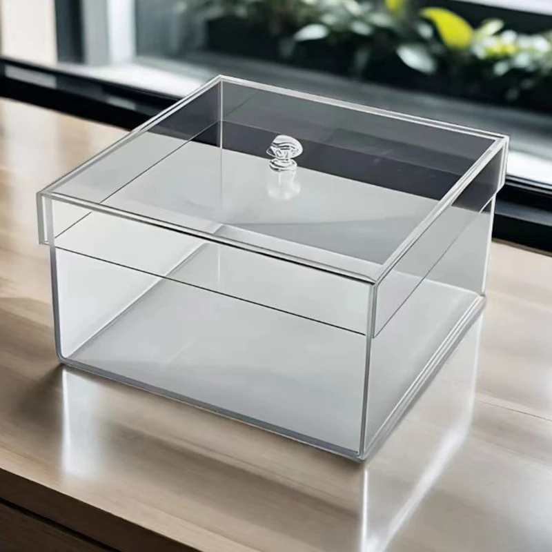 7.5*7.5*4inch  Transparent acrylic square storage box with lid, used to store small jewelry beads, coins, handicrafts, tiles, gi