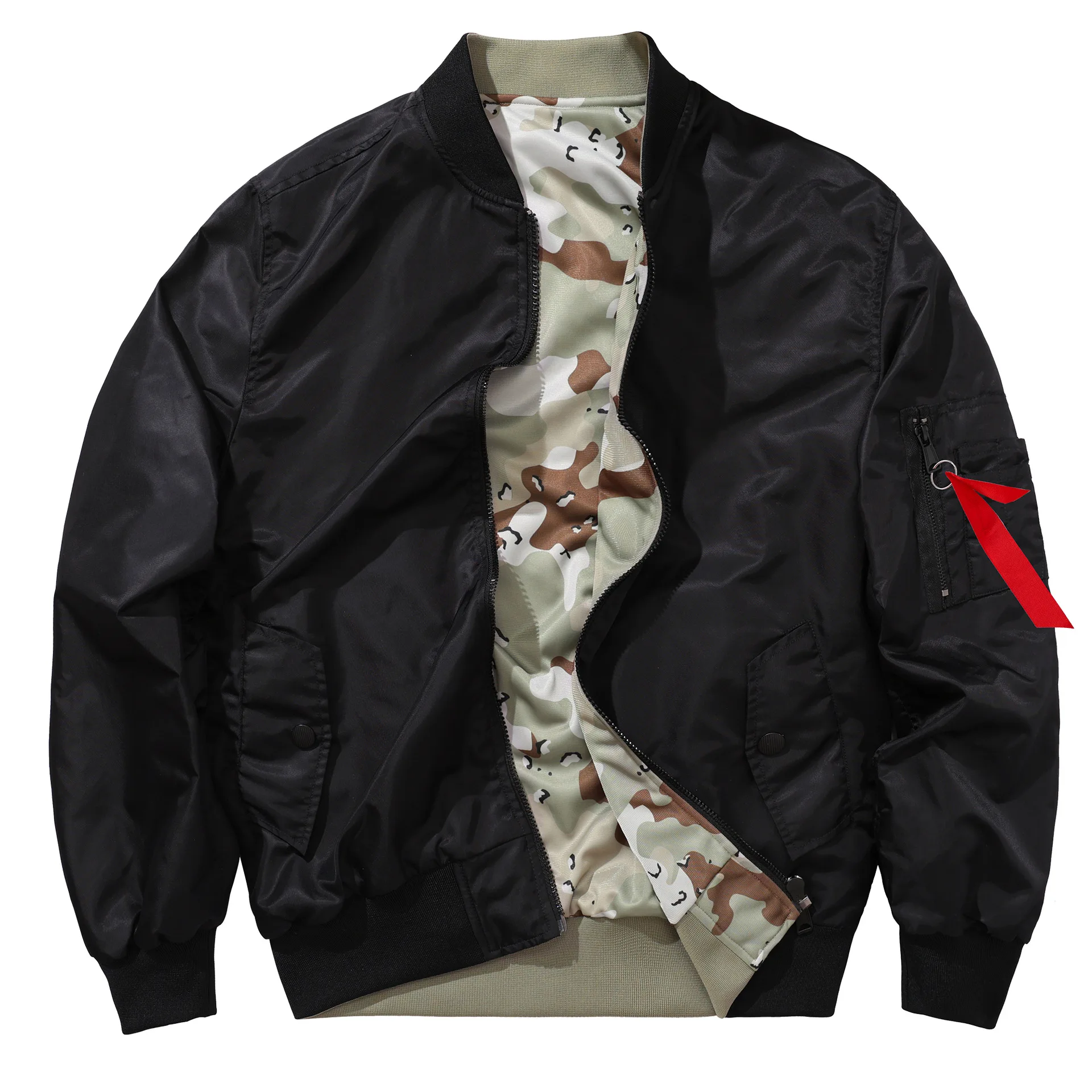 Autumn Men Bomber Jacket New Streetwear Stand Collar Long Sleeve Male Coat Windproof Oversize Two-sided Man Baseball Uniform