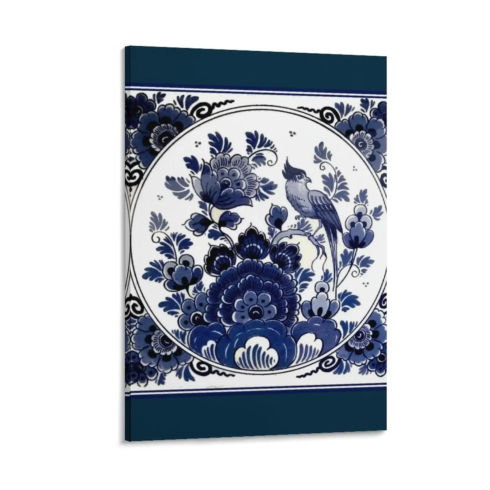 

DUTCH BLUE DELFT : Vintage Blue Bird and Flowers Print Canvas Painting room decorations for girls art mural nordic home decor