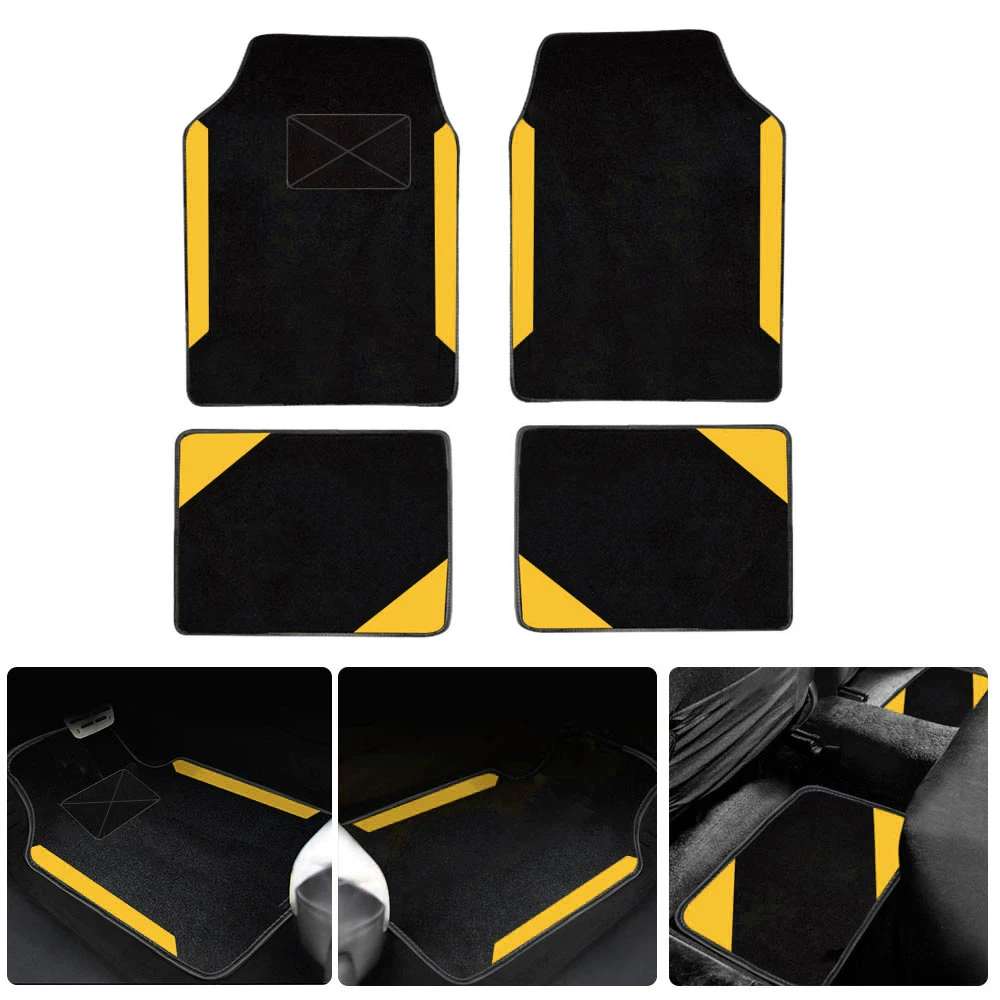 

4PC Full Set Carpet Floor Mats Universal Fit Mat For Car SUV Van & Trucks - Front & Rear Yellow