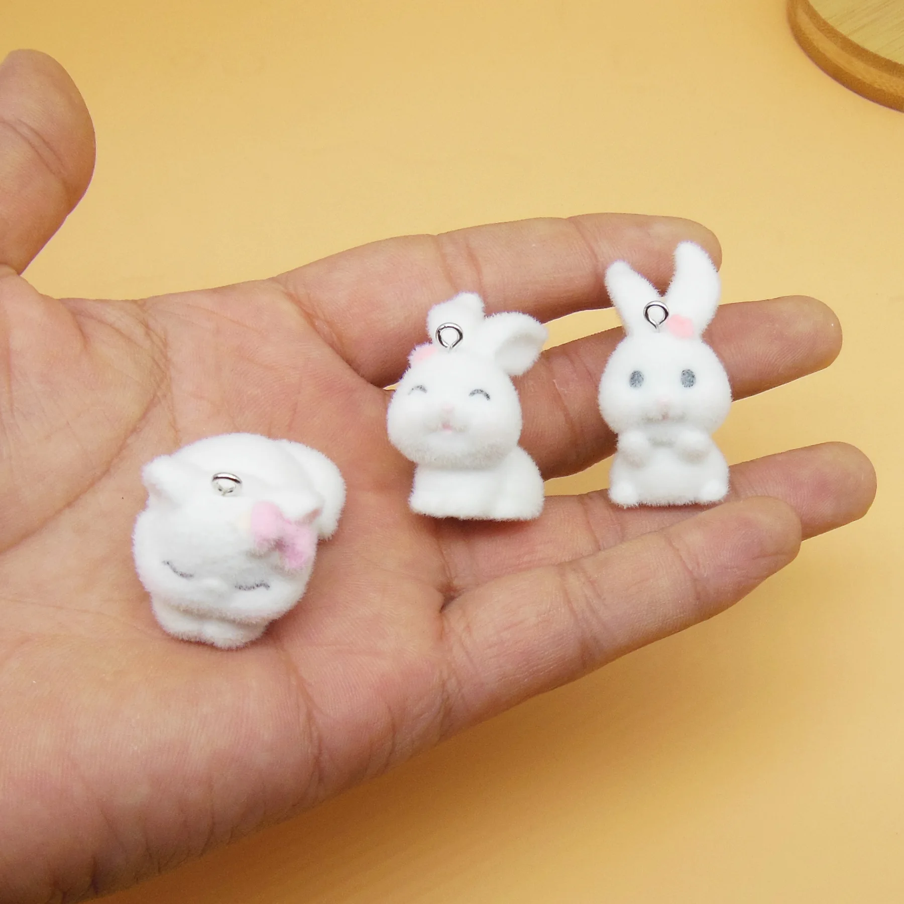 30pcs 3D Flocking Resin Kitten Puppy Flamingo Charms Kawaii Animal Pendant for Keychain Earring Making DIY Jewelry Accessories