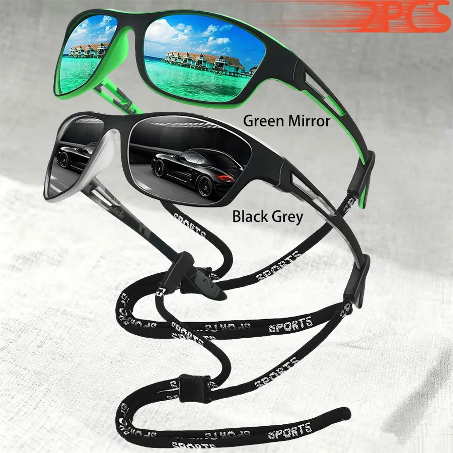 1-2 Stück Modische Muster-Sonnenbrille mit Kette Sport-Sonnenbrille für Männer und Frauen zum Fahren, Angeln, Radfahren, Bergsteigen Sport-Sonnenbrille für Herren – Detail 18