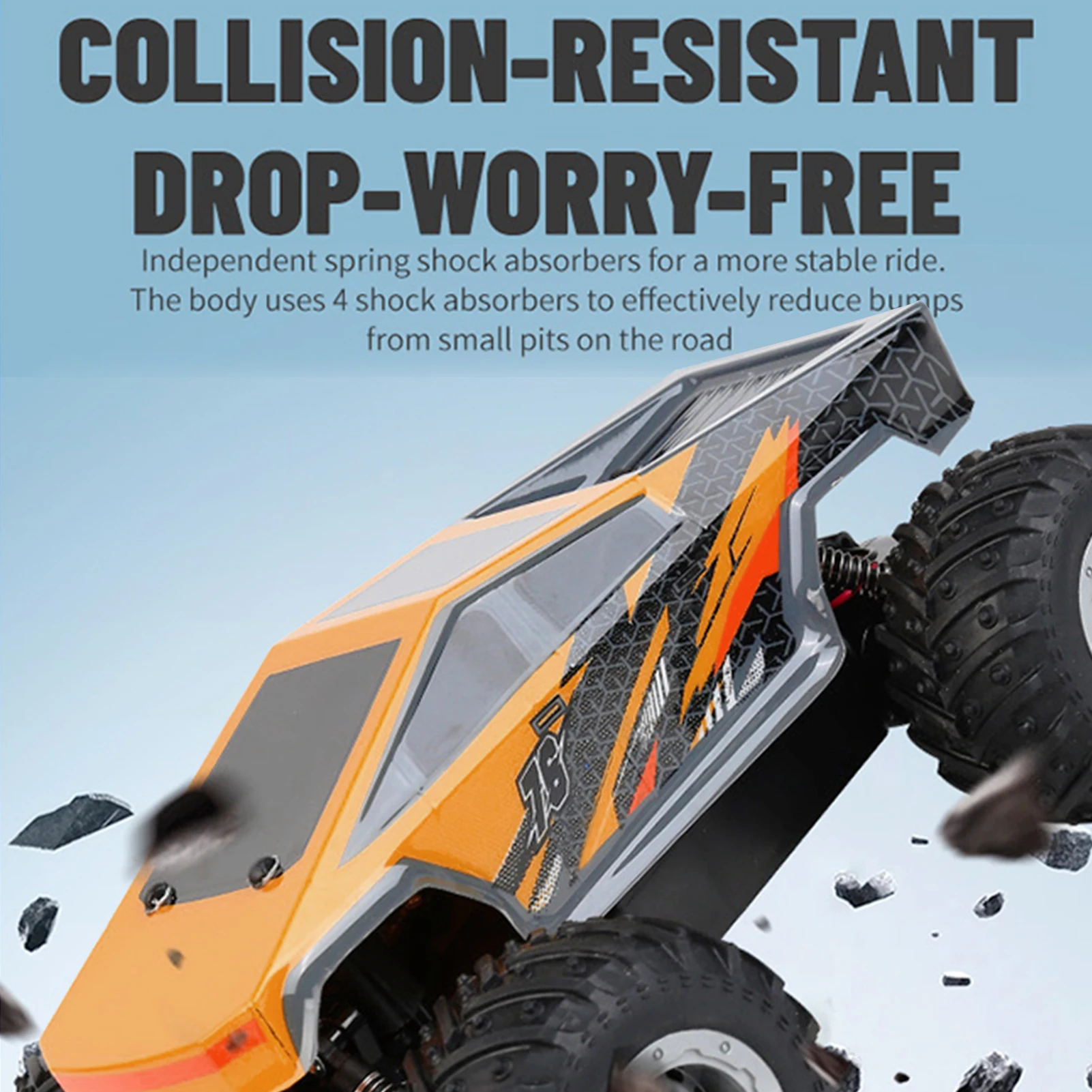 Carro de controle remoto, veículo off road todo terreno 2.4G com faróis LED, brinquedo elétrico para meninos e meninas