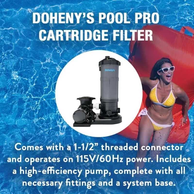 Doheny's Pool Pro Cartridge Filter System for Above-Ground Pools | 25 Sq. Ft. System with 3/4 HP Pump