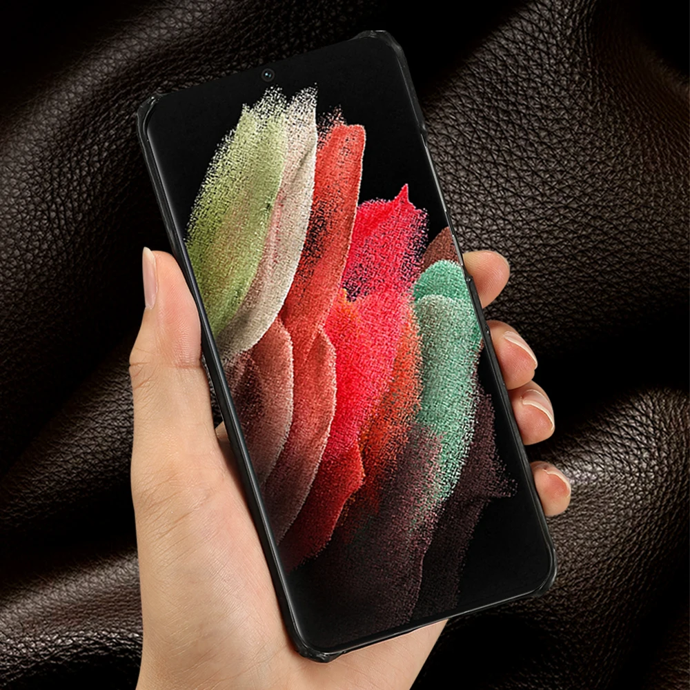 100% Genuine Leather Phone Case For Samsung Galaxy S25 S21 S22 S23 S24 Ultra S25 Plus S24Plus S23Plus A55 5G Luxury Back Cover view 5
