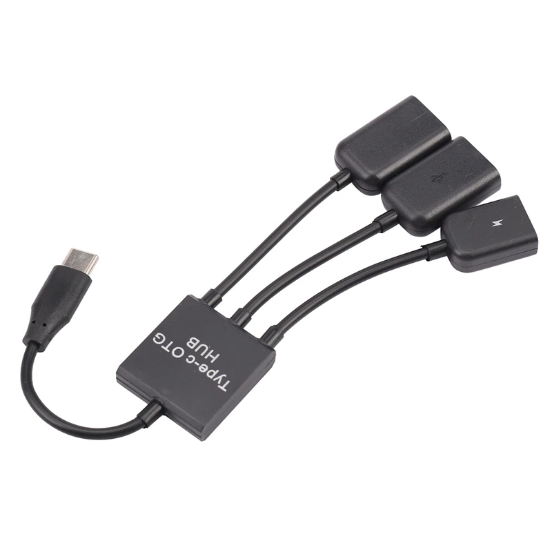 USB 3.1 Type C Male To 2 Dual USB A 2.0 Female + Micro-USB Female 3 In 1 OTG HUB