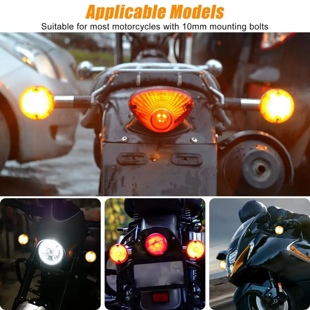 4pcs Motorcycle LED Turn Signals Fog Lamp Mini Signal Lights Brake Lamp Indicator Foglights Waterproof Modified Parts