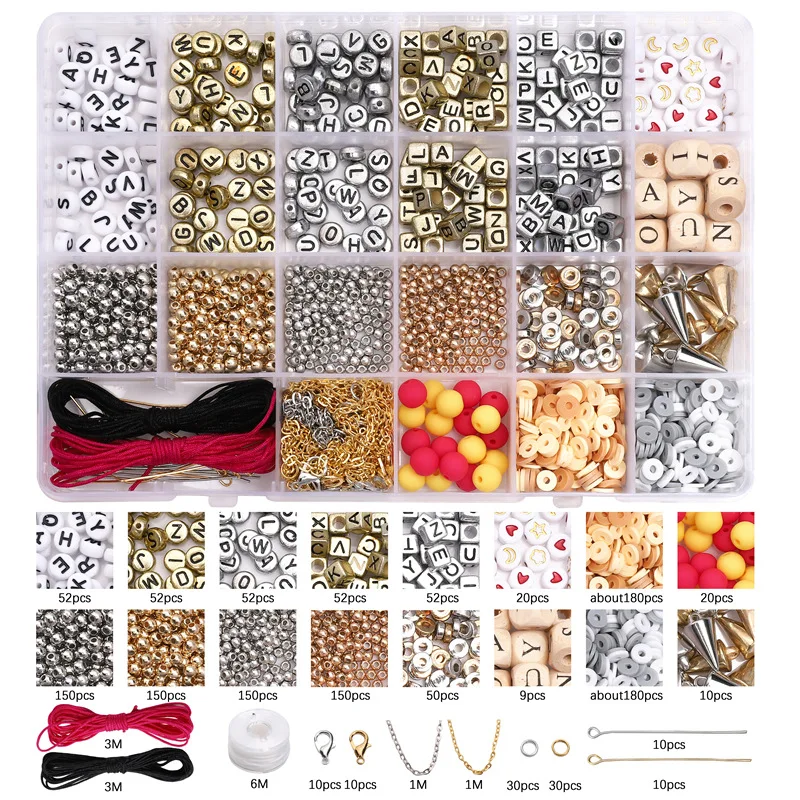 

1438pcs/lot Rainbow Color Beads Bracelet Making Kit for Jewelry Making Letter Beads Accessories Kit DIY Handmade Supplies