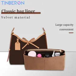 TINBERON Velvet Make Up Bag Multifunctional Bag Organizer Insert Large Capacity Cosmetic Storage Bag Portable Travel Bag In Bag