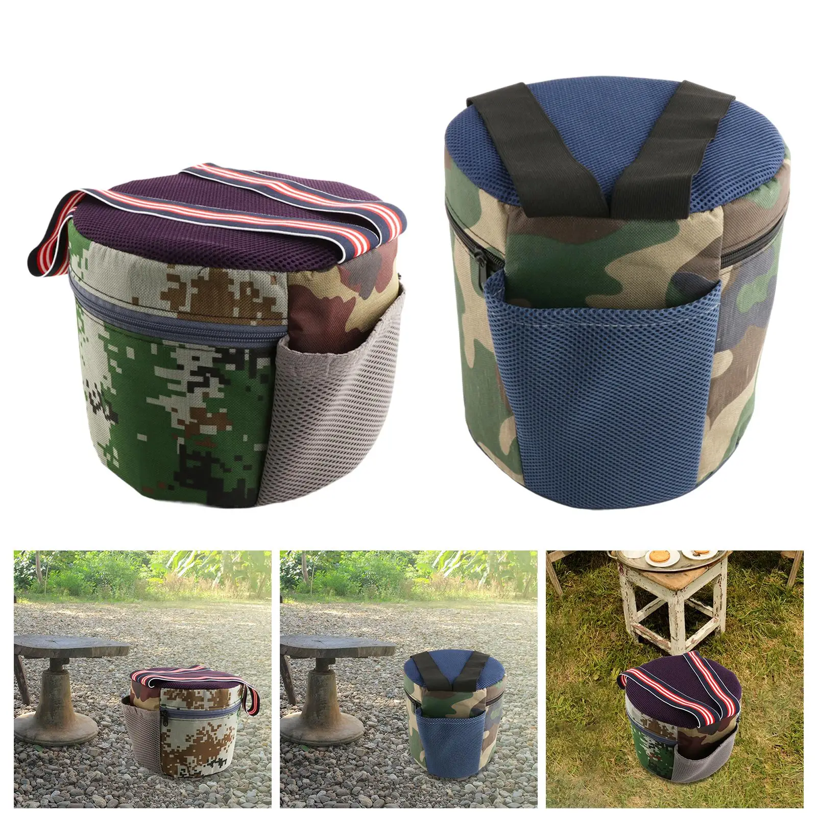 Small Work Seat Lightweight Oxford Cloth Foot Stool Chair with Pocket for Outdoor Gardening Travel Weeding Activities
