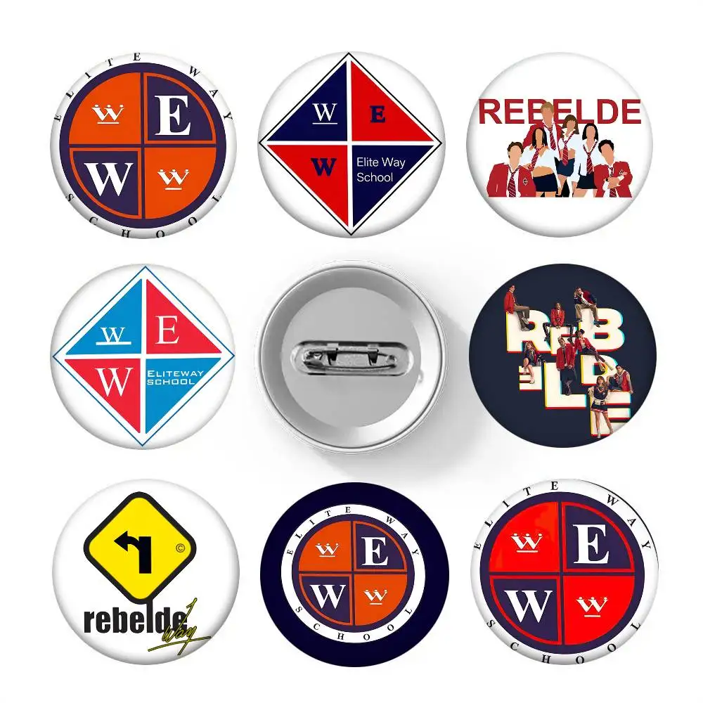 1pc Elite Way School Rebelde Way Cartoon Style Badge Brooches On Backpack Decoration Round Enamel Pins For Accessorys