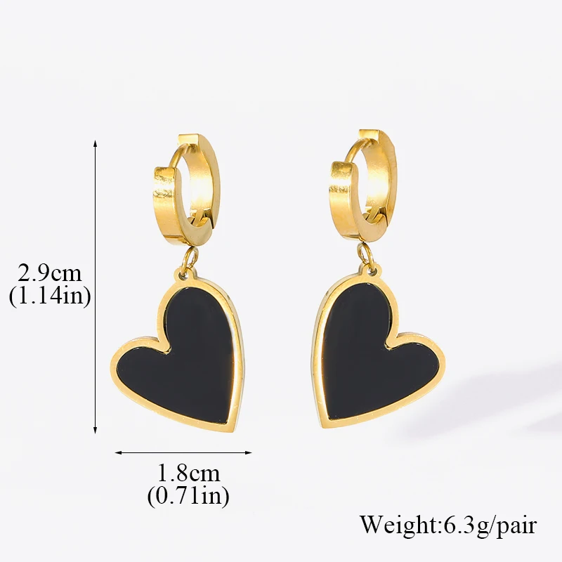 EILIECK 316L Stainless Steel Black Heart Love Dangle Earrings For Women Girl Fashion New Holiday Gift Ear Drop Jewelry Bijoux