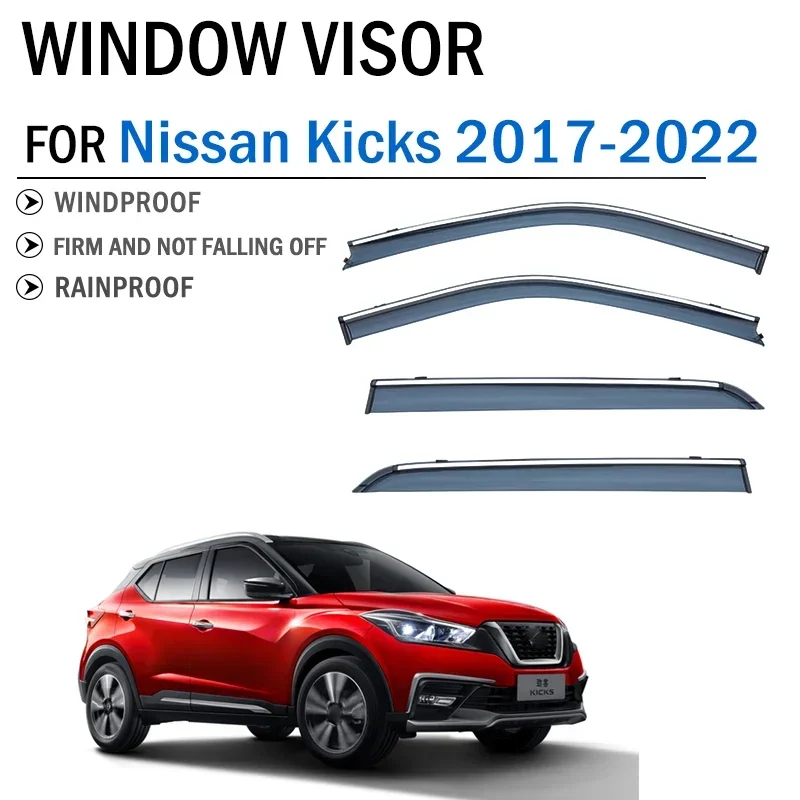 

For Nissan Kicks 2017-2022 car window visor car rain shield deflectors awning trim cover exterior rain cover car accessories