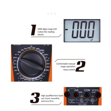 Effective VICI VC9808+ Digital Multimeter Smart Auto Range 1000V 20A Ohm Hz Capacitance Inductance HFE Diode Meter