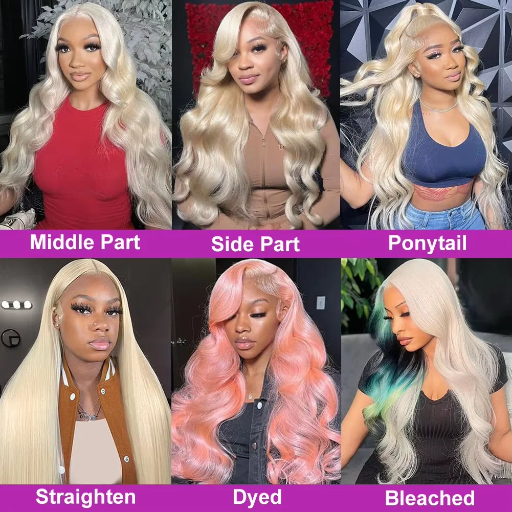 الجسم موجة 613 شقراء ملونة 220% الكثافة 13x4 13x6 كامل أمامي HD الدانتيل الشفاف الباروكات للنساء 40 46 بوصة الشعر البشري